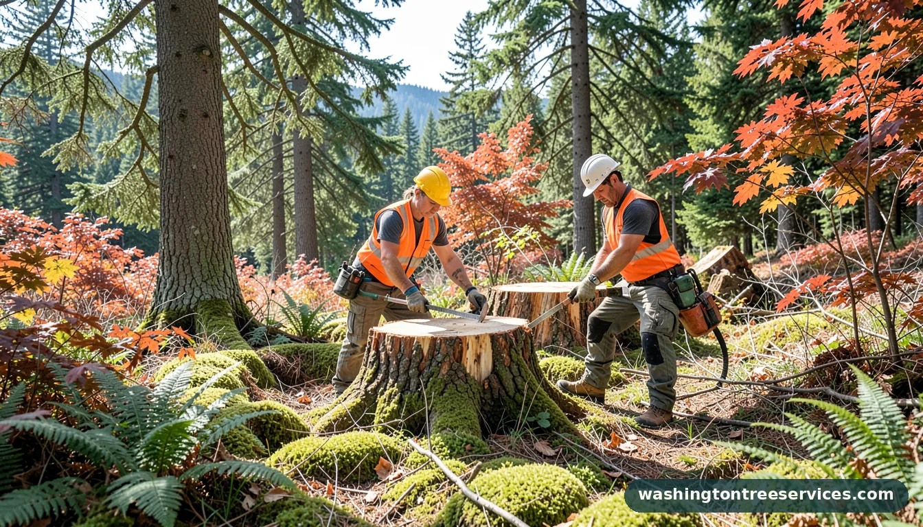 how to cut tree stump - tree service equipment and crew in Washington