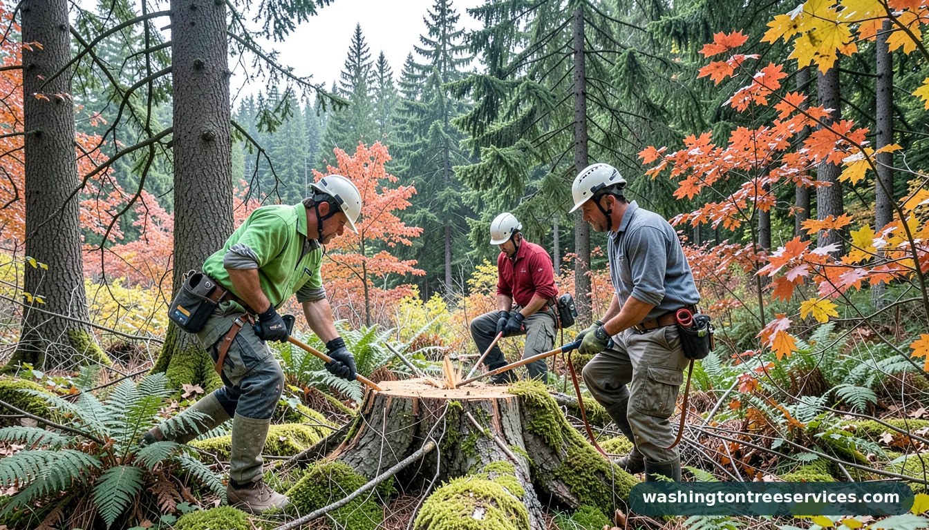 Professional equipment for how to destroy tree stumps in Washington how to destroy tree stumps - tree service equipment and crew in Washington