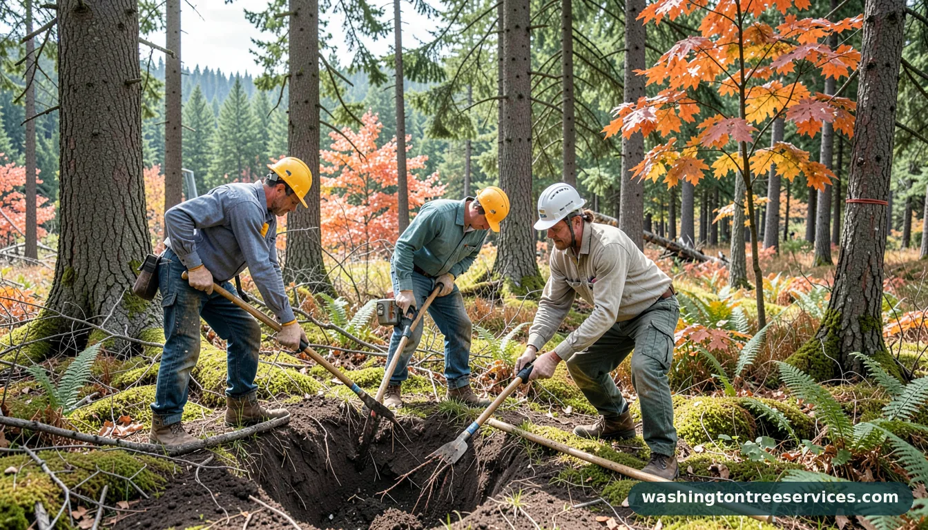 how to dig out roots - certified arborists at work in Washington