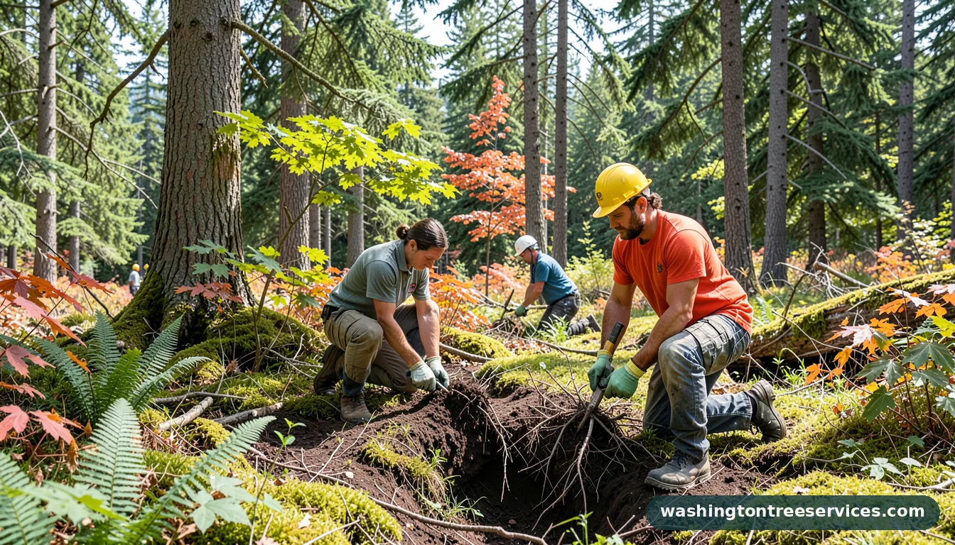 how to dig out roots - completed tree work by Washington Tree Services