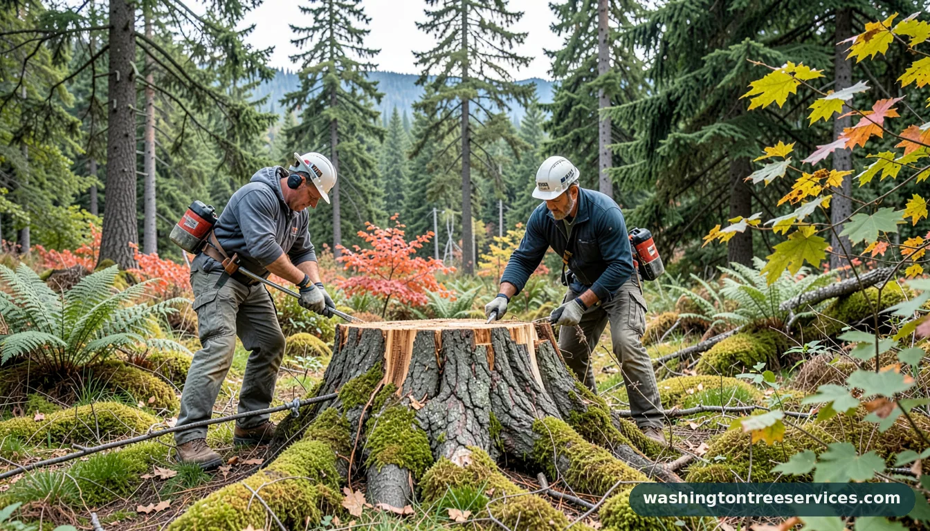 how to dry out a tree stump fast - certified arborists at work in Washington