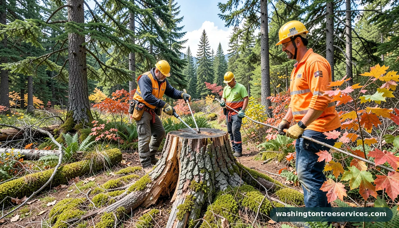 how to dry out a tree stump fast - tree service equipment and crew in Washington