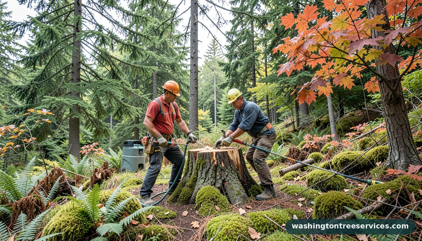 how to dry out a tree stump fast - completed tree work by Washington Tree Services