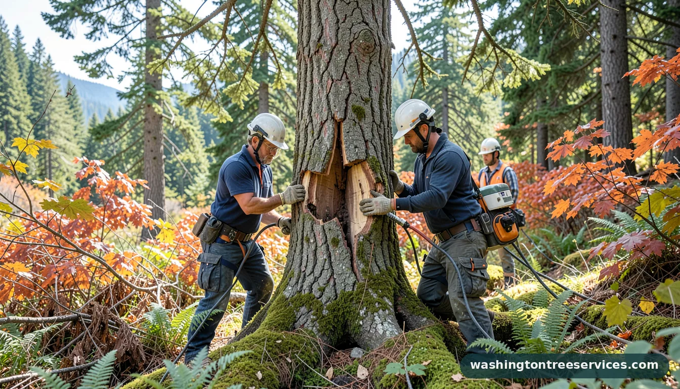 how to fix split tree trunk - certified arborists at work in Washington