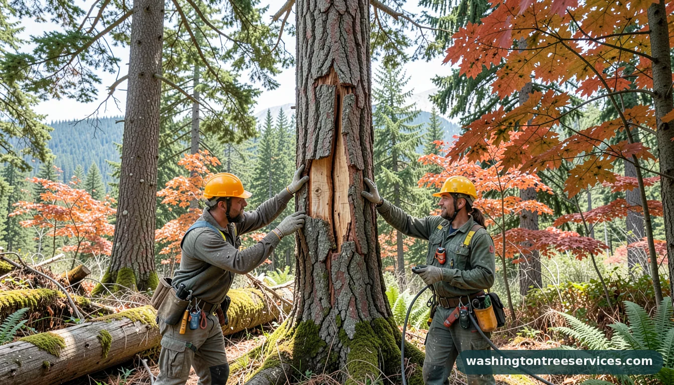 how to fix split tree trunk - tree service equipment and crew in Washington