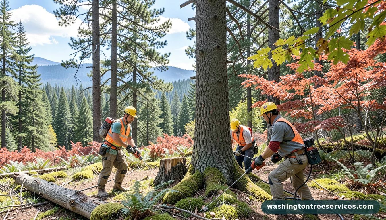 how to get rid of a stump in 2 3 days - tree service equipment and crew in Washington
