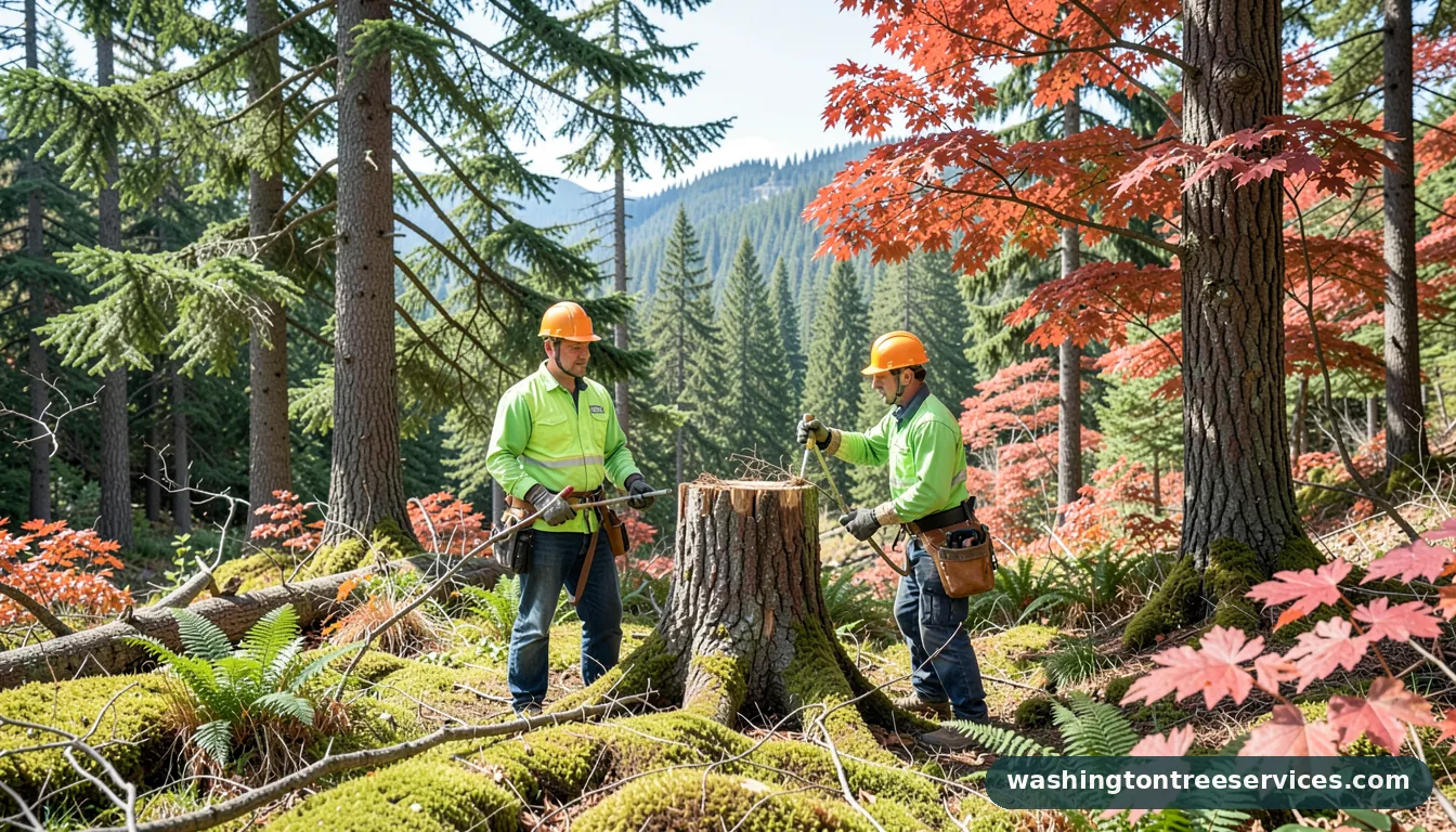 Professional equipment for how to get rid of a stump in Washington how to get rid of a stump - tree service equipment and crew in Washington