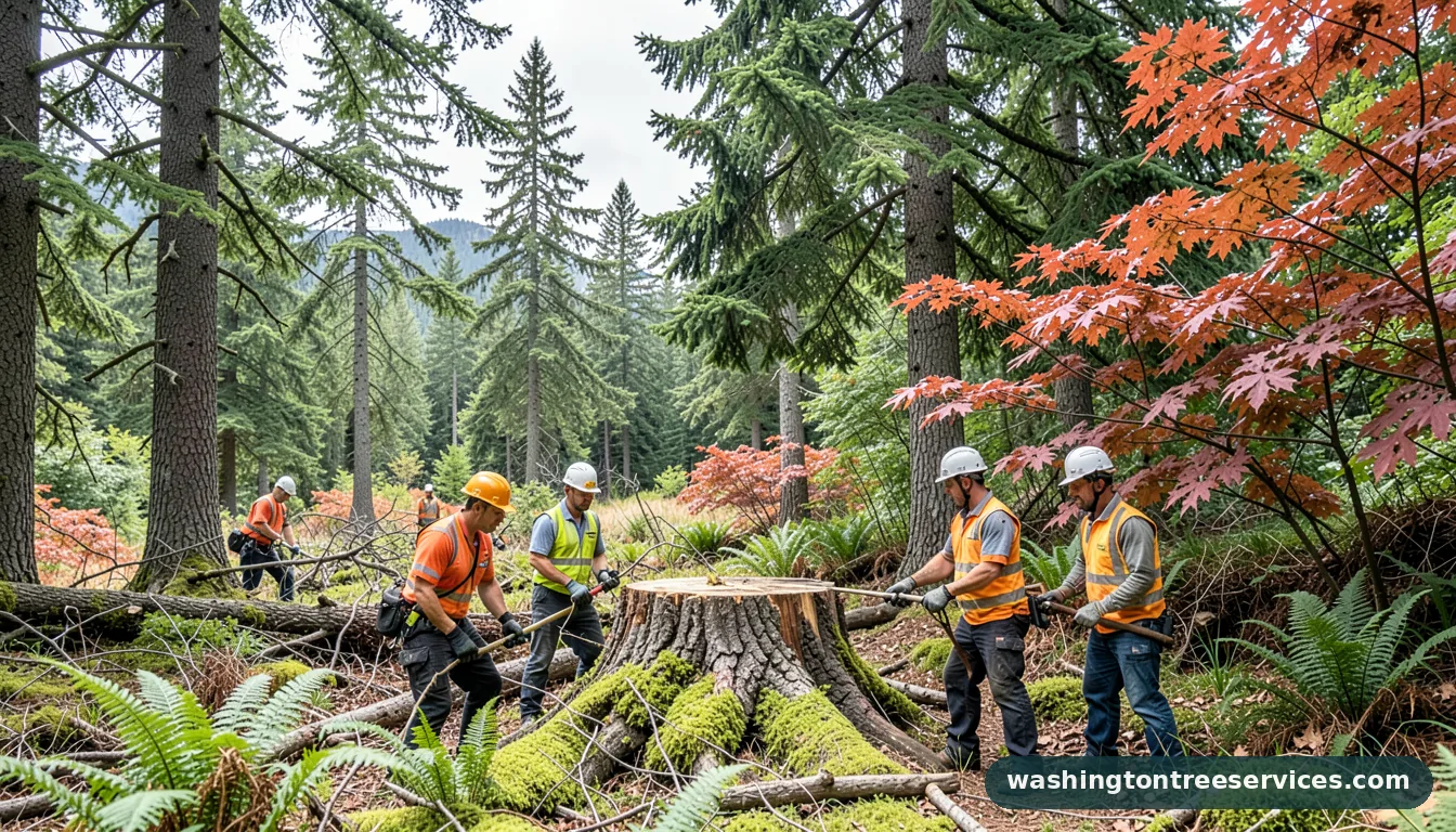how to get rid of a tree stump - tree service equipment and crew in Washington