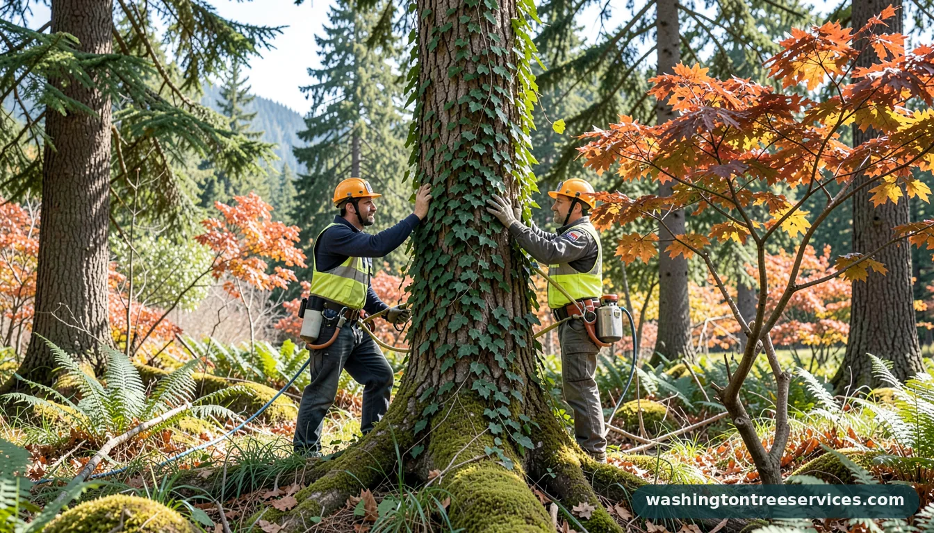 how to get rid of ivy on tree - certified arborists at work in Washington
