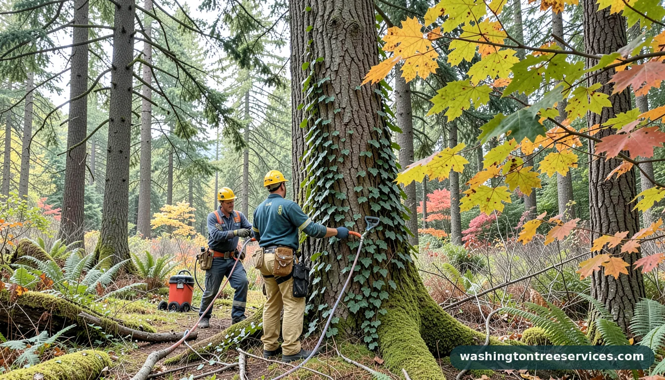 how to get rid of ivy on tree - tree service equipment and crew in Washington