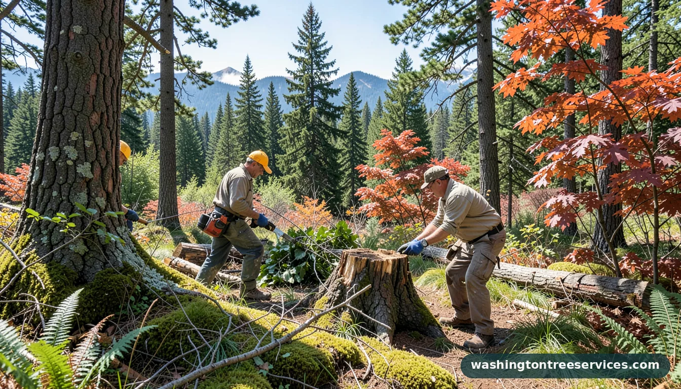Certified arborists handling how to get rid of laurel stumps in Washington how to get rid of laurel stumps - certified arborists at work in Washington