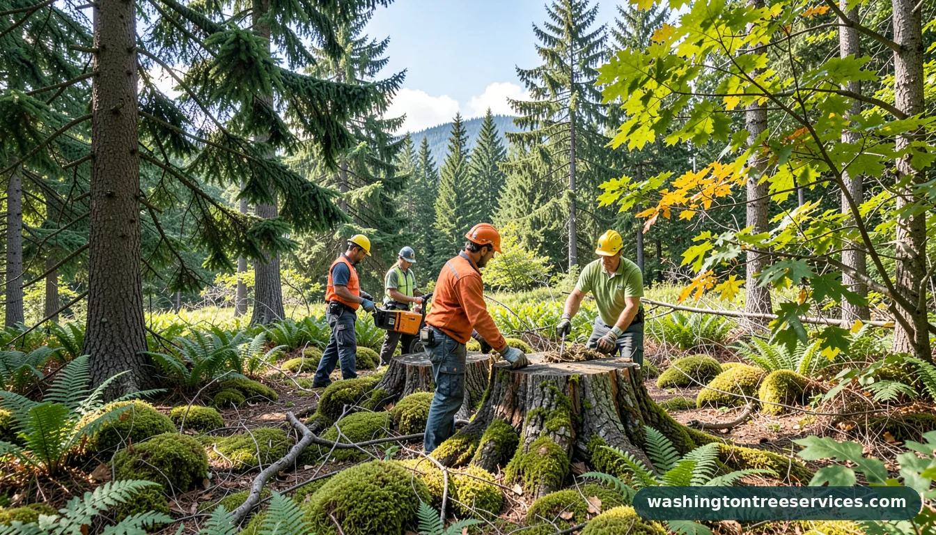 Completed how to get rid of laurel stumps project by Washington Tree Services how to get rid of laurel stumps - completed tree work by Washington Tree Services