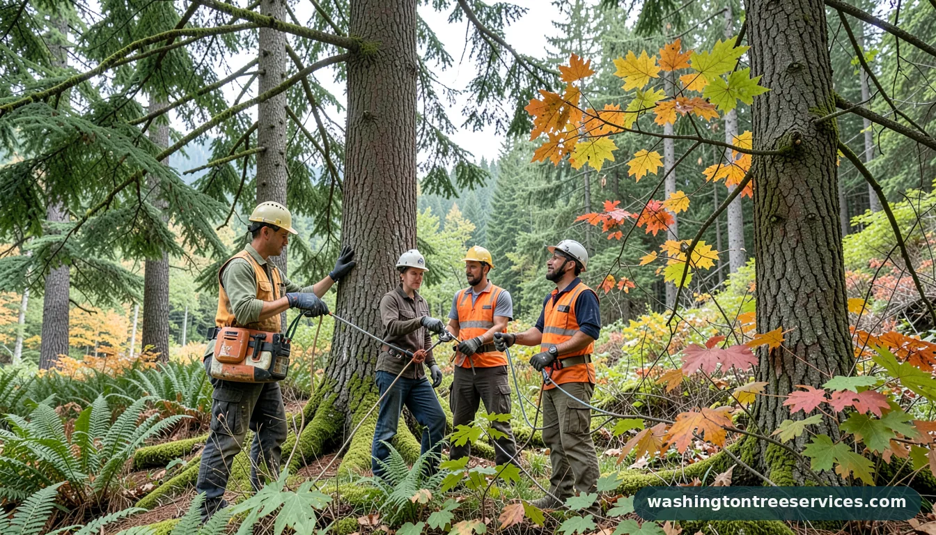 Certified arborists handling how to get rid of moss on tree branches in Washington how to get rid of moss on tree branches - certified arborists at work in Washington