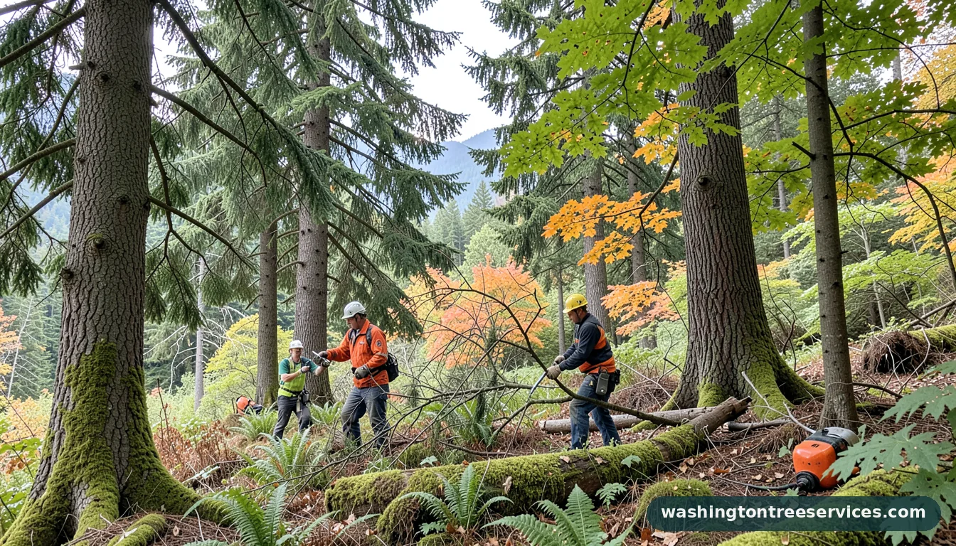 Professional equipment for how to get rid of moss on tree branches in Washington how to get rid of moss on tree branches - tree service equipment and crew in Washington
