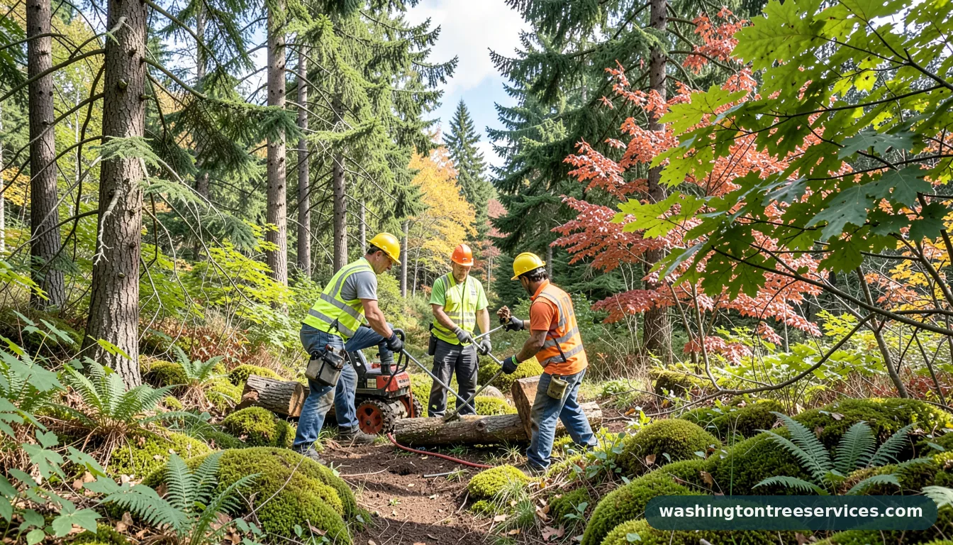 Professional equipment for how to get rid of plum tree shoots in Washington how to get rid of plum tree shoots - tree service equipment and crew in Washington