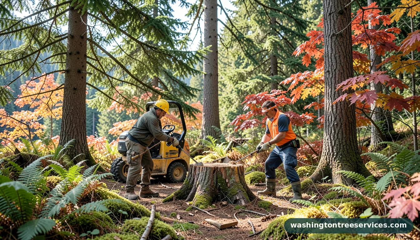 Certified arborists handling how to get rid of stump in Washington how to get rid of stump - certified arborists at work in Washington