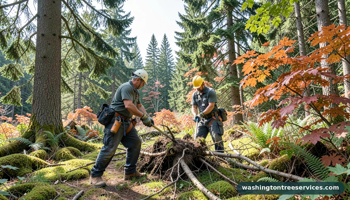 how to get rid of tree roots - certified arborists at work in Washington