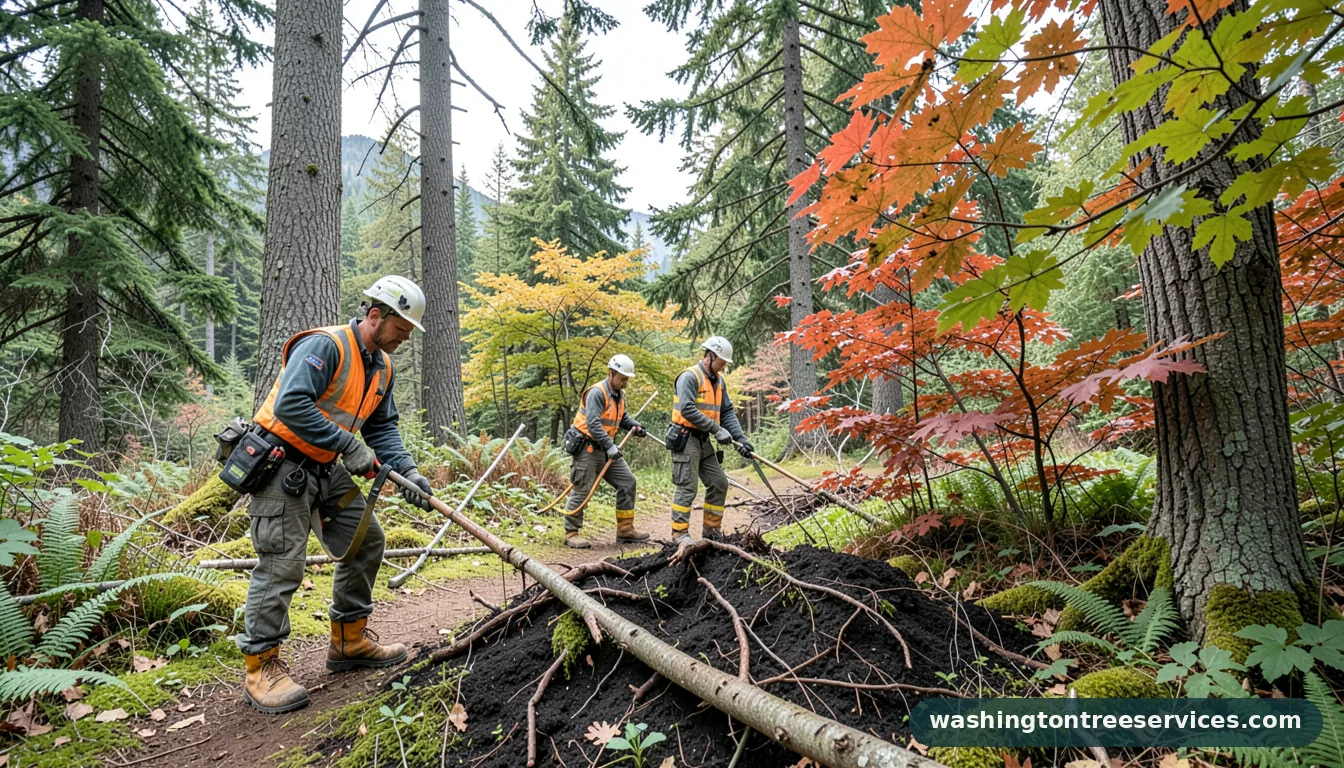 how to get rid of tree roots - tree service equipment and crew in Washington