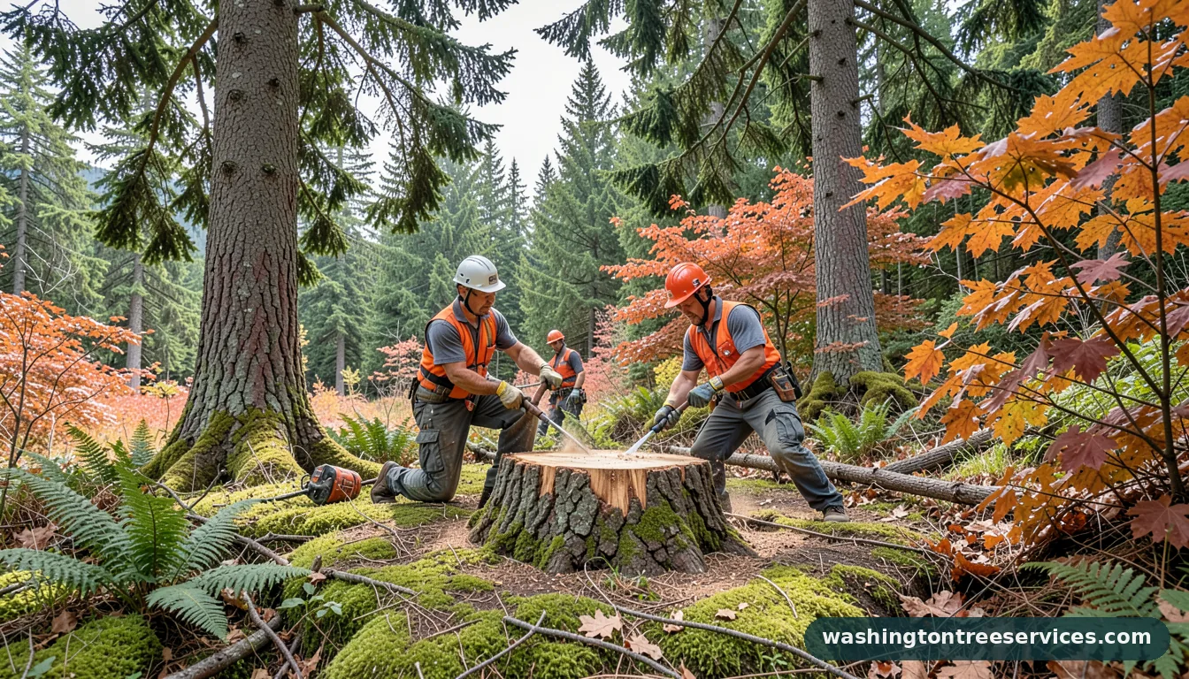 how to grind out a tree stump - completed tree work by Washington Tree Services