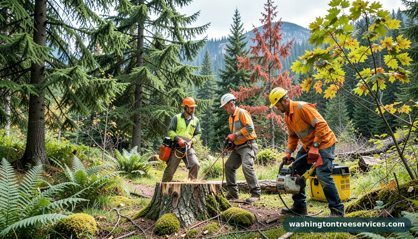how to kill a small tree stump - tree service equipment and crew in Washington