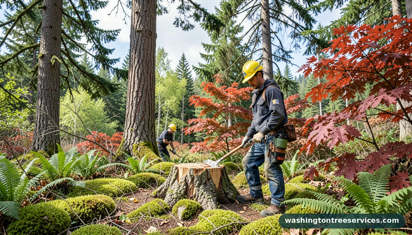 how to kill a small tree stump - completed tree work by Washington Tree Services