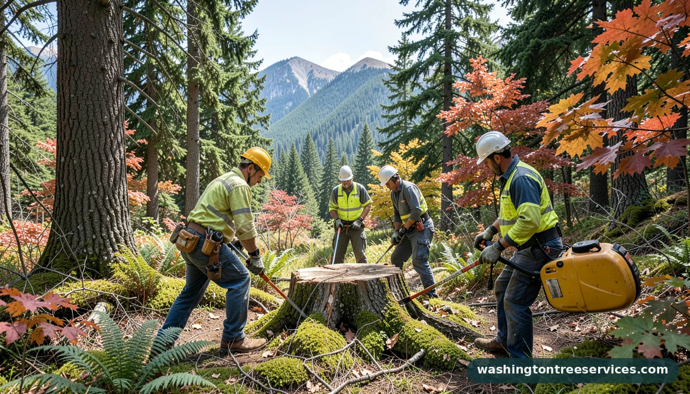 Professional equipment for how to kill a tree stump in Washington how to kill a tree stump - tree service equipment and crew in Washington