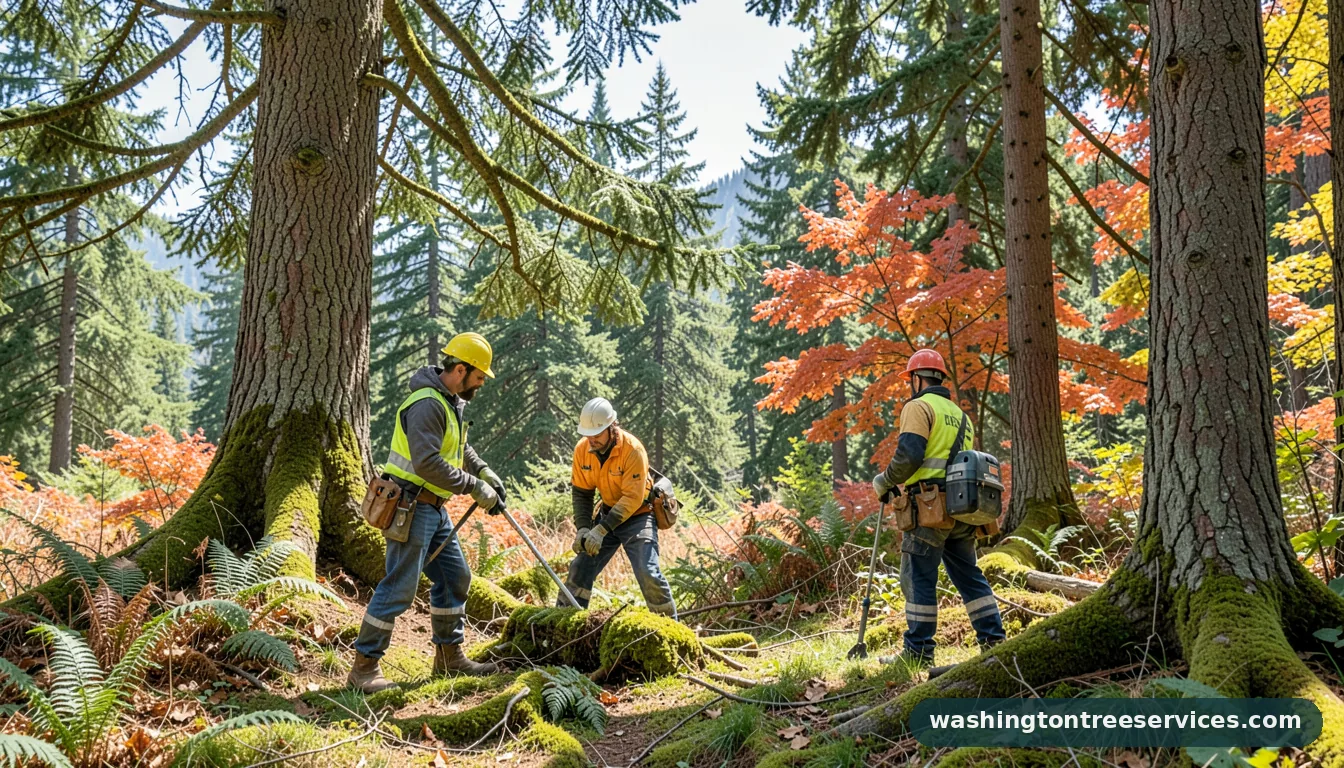 Certified arborists handling how to kill moss on trees in Washington how to kill moss on trees - certified arborists at work in Washington