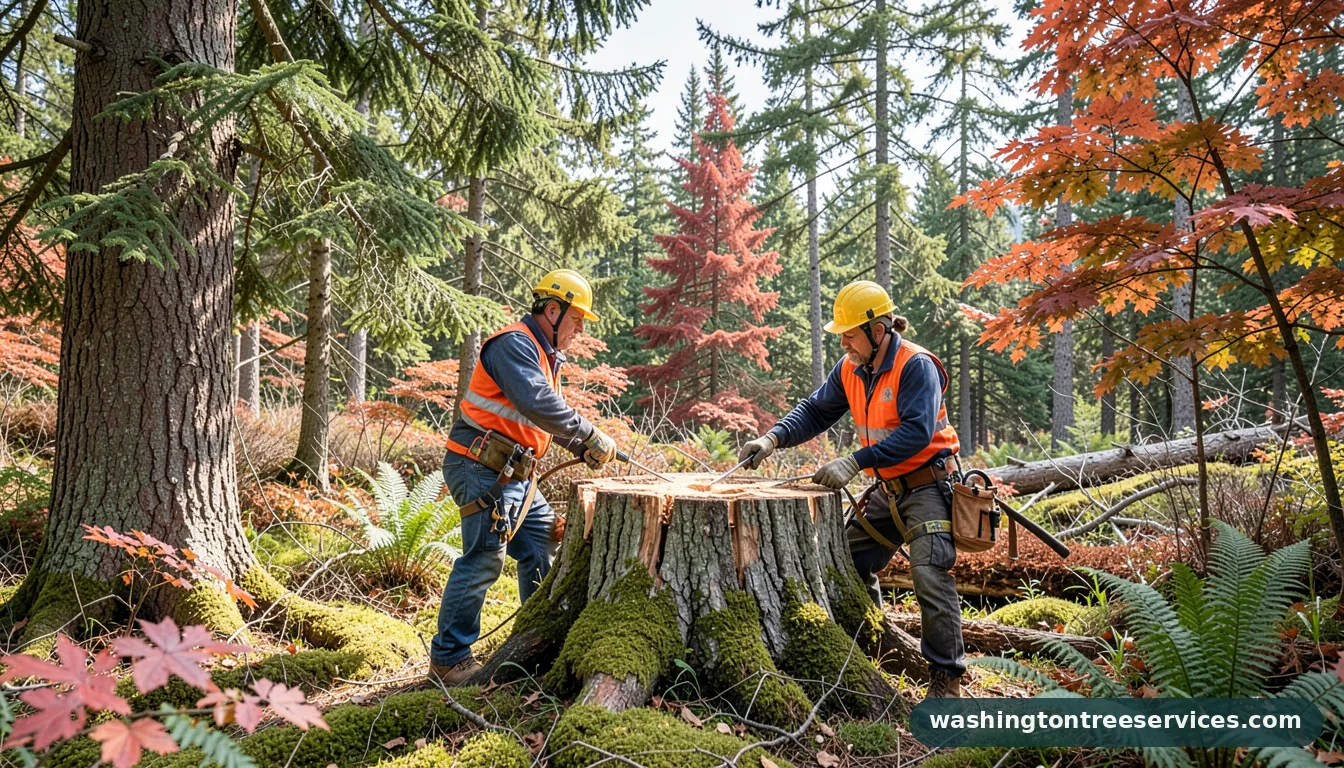Professional equipment for how to make a stump rot faster in Washington how to make a stump rot faster - tree service equipment and crew in Washington