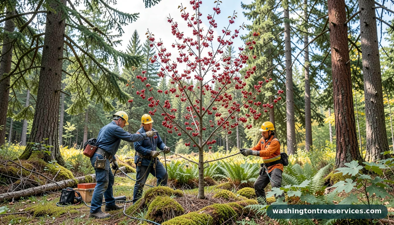 Professional equipment for how to prune a cherry tree that is too tall in Washington how to prune a cherry tree that is too tall - tree service equipment and crew in Washington