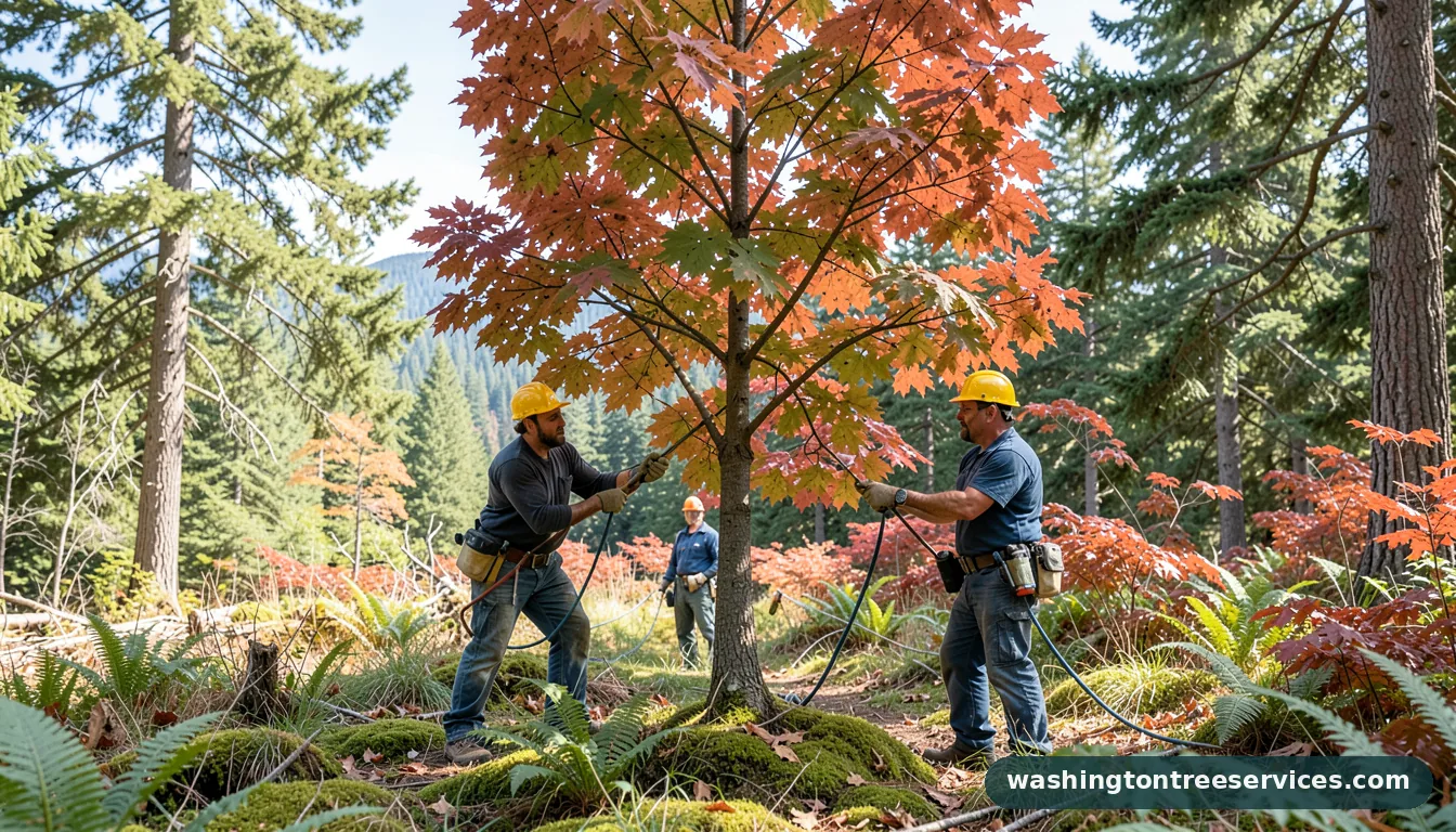 Certified arborists handling how to prune a maple tree in Washington how to prune a maple tree - certified arborists at work in Washington