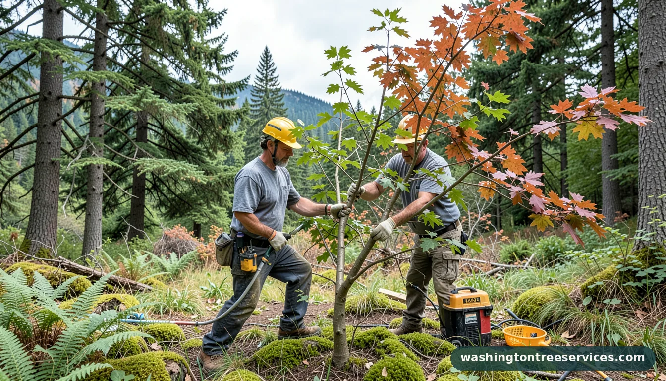how to prune a plum tree - tree service equipment and crew in Washington
