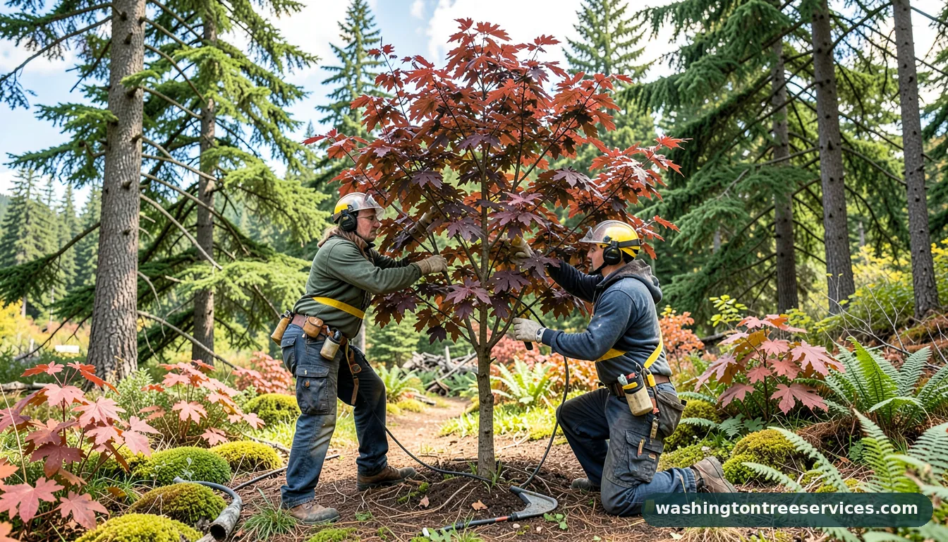 how to prune a purple leaf plum tree - certified arborists at work in Washington