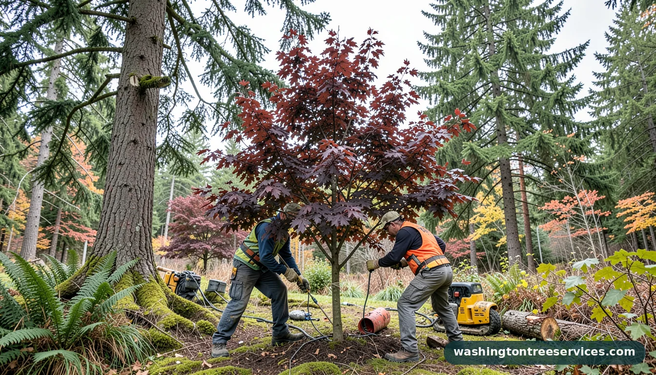 how to prune a purple leaf plum tree - completed tree work by Washington Tree Services