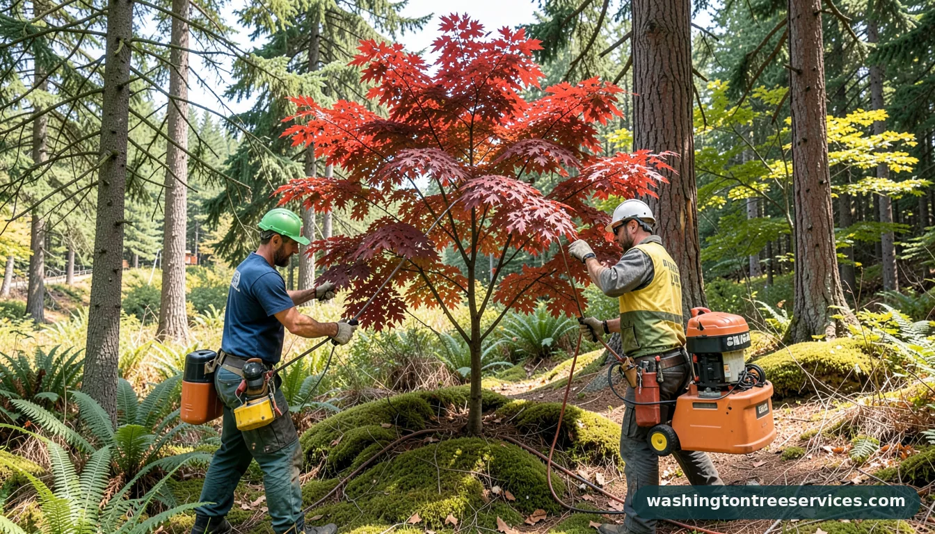 Professional equipment for how to prune a red maple tree in Washington how to prune a red maple tree - tree service equipment and crew in Washington