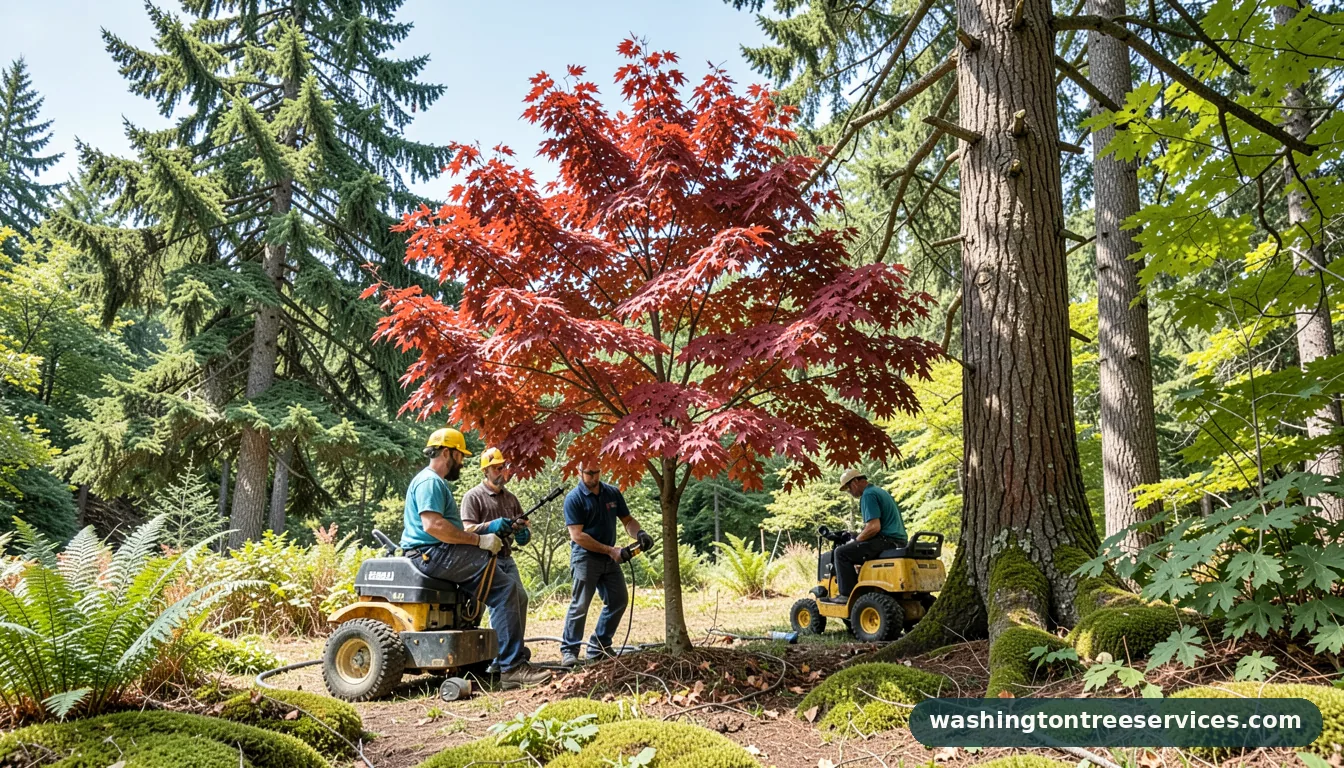 Completed how to prune a red maple tree project by Washington Tree Services how to prune a red maple tree - completed tree work by Washington Tree Services