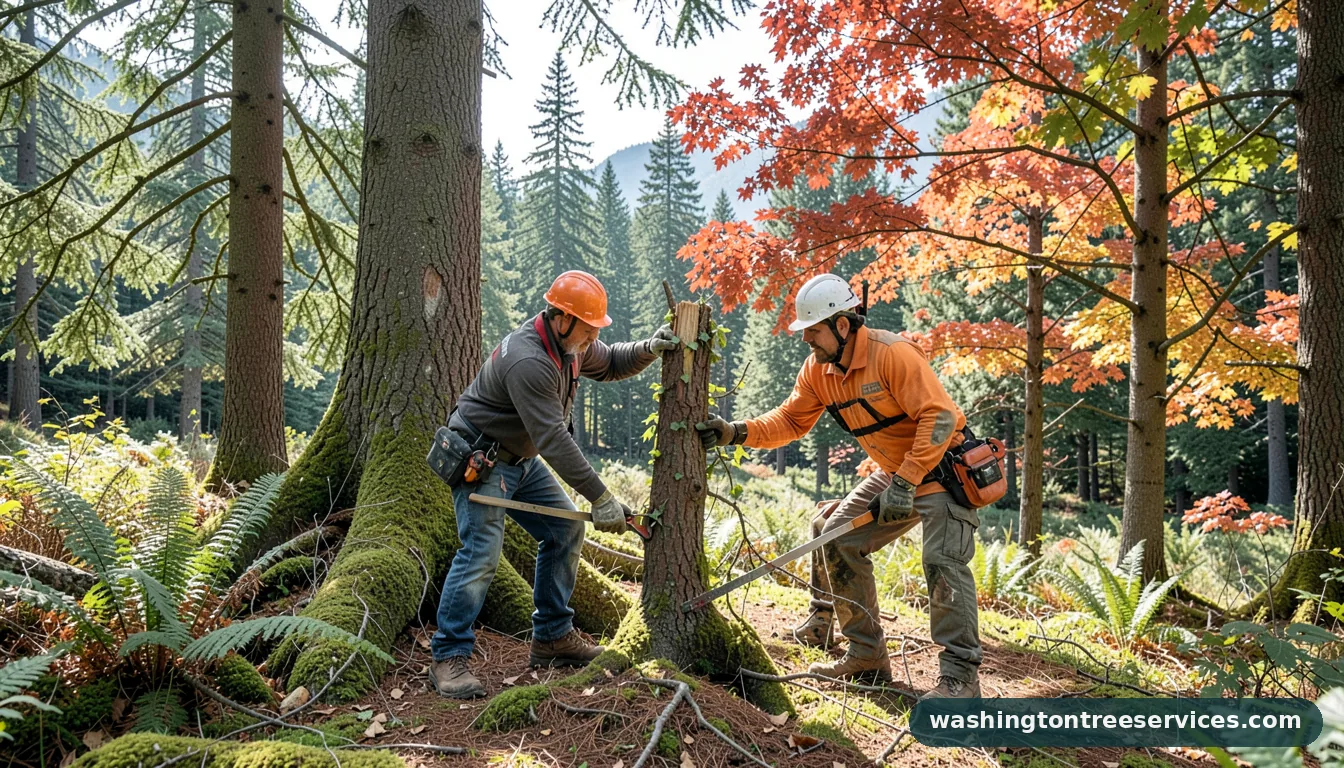 how to prune a tree - tree service equipment and crew in Washington