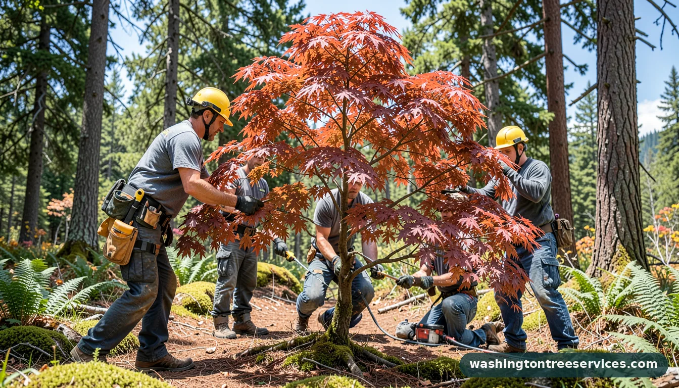 how to prune an overgrown japanese maple - certified arborists at work in Washington