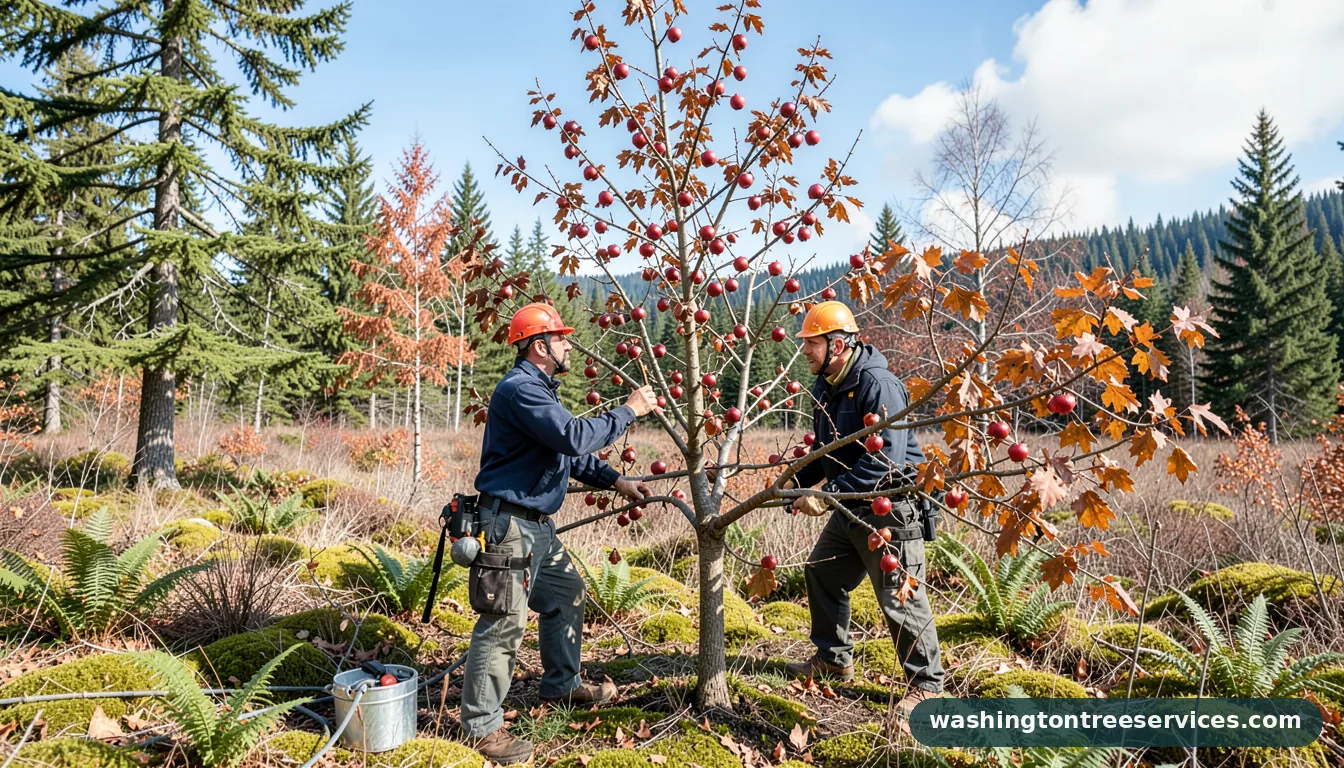 Certified arborists handling how to prune apple tree in winter in Washington how to prune apple tree in winter - certified arborists at work in Washington