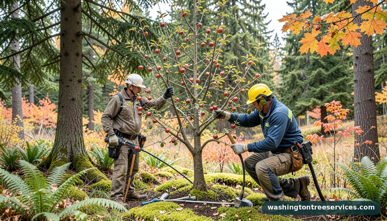 Professional equipment for how to prune apple tree in winter in Washington how to prune apple tree in winter - tree service equipment and crew in Washington