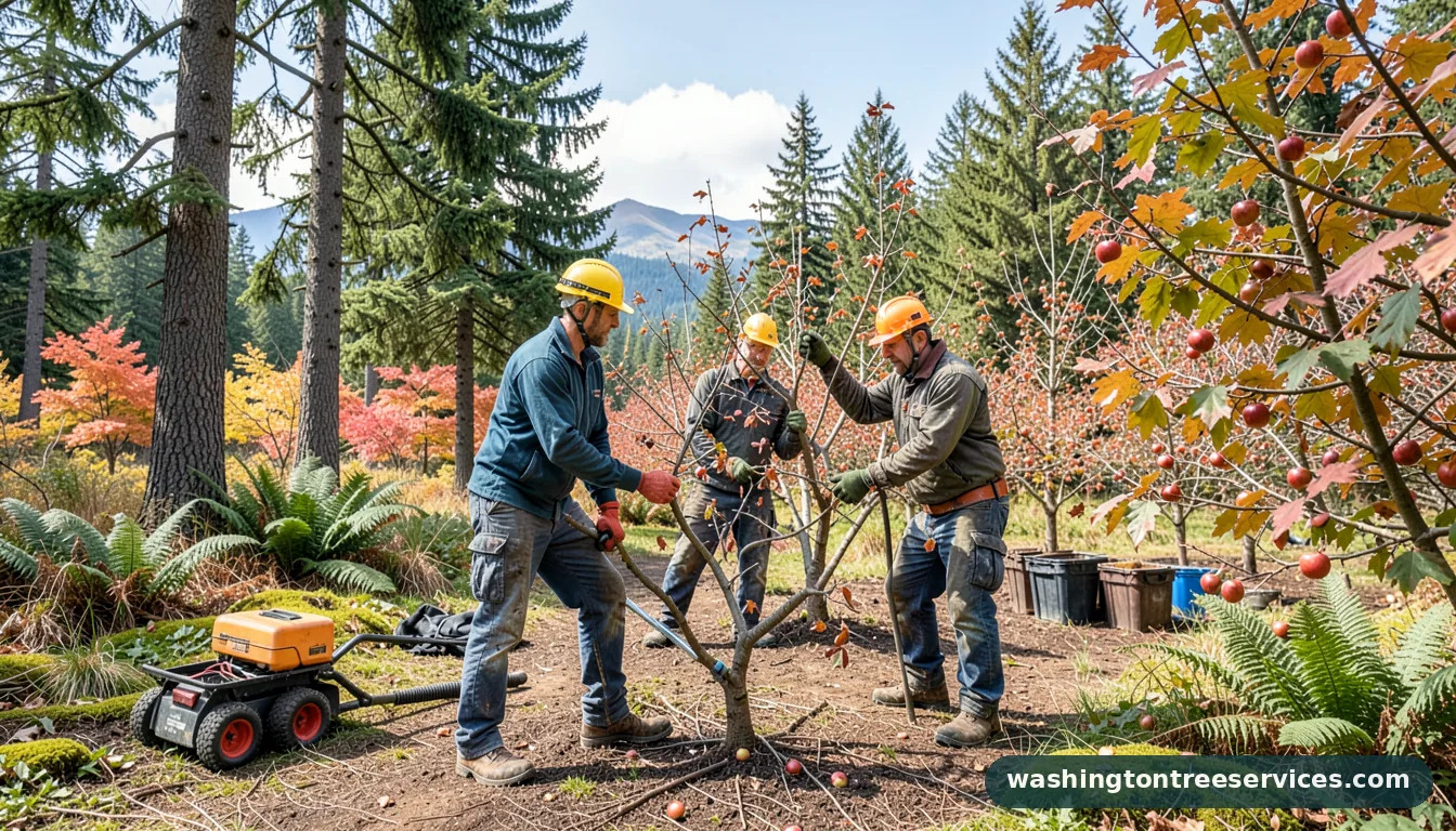 how to prune apple trees in winter - tree service equipment and crew in Washington