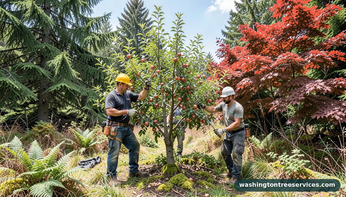how to prune apple trees - tree service equipment and crew in Washington