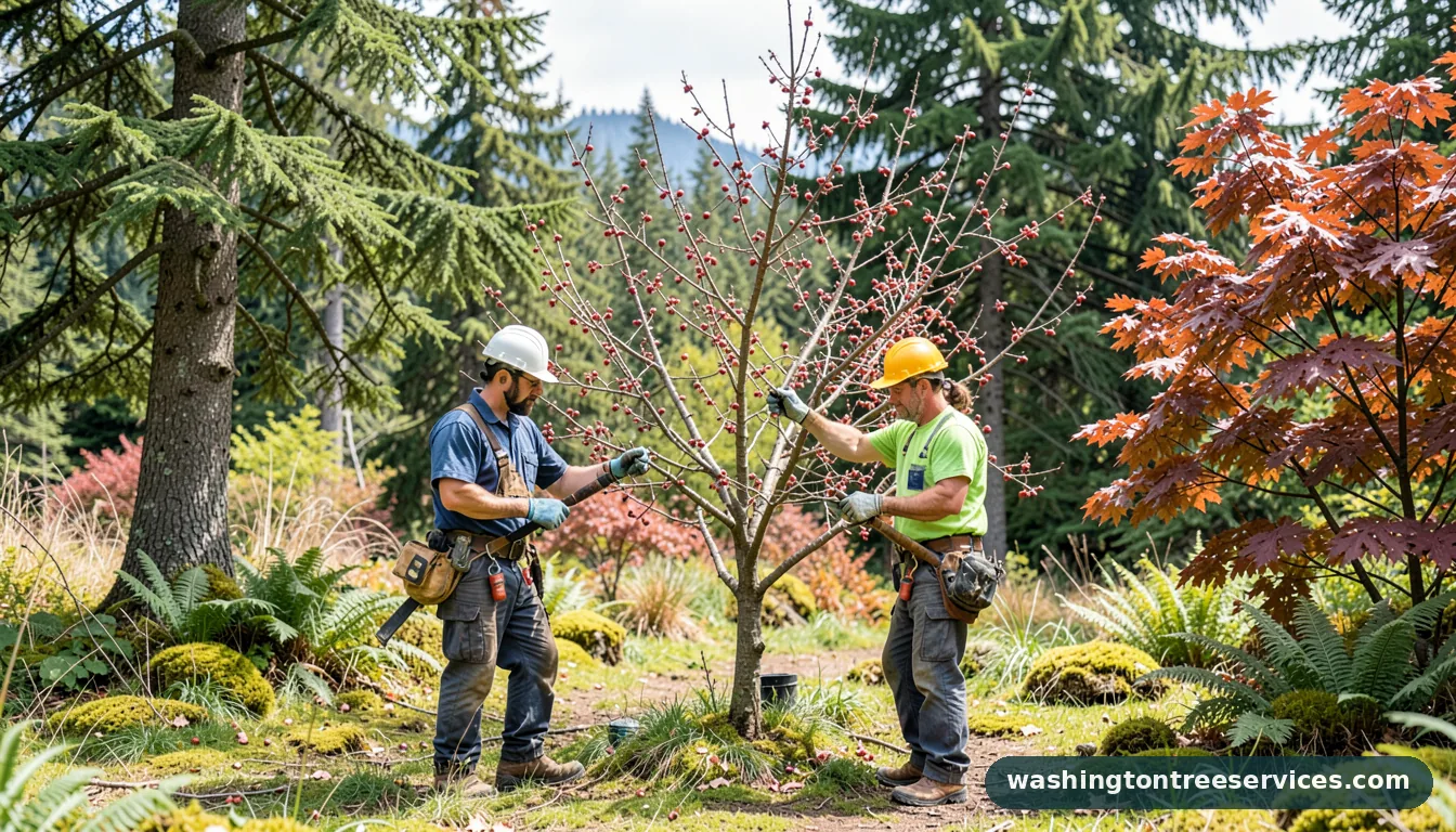 how to prune cherry tree - tree service equipment and crew in Washington
