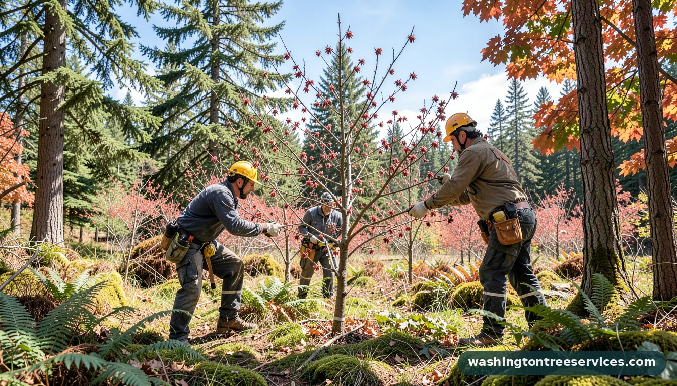 how to prune cherry trees - tree service equipment and crew in Washington