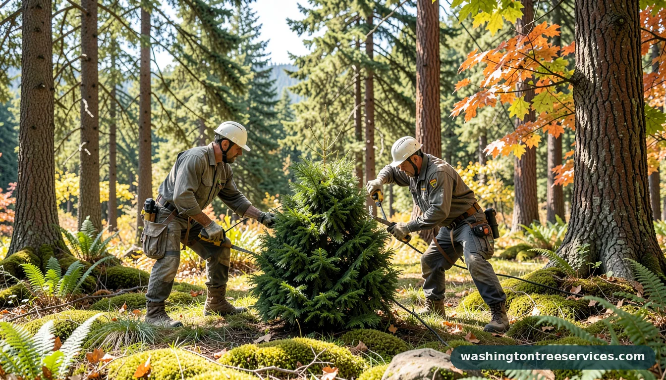 how to prune dwarf alberta spruce - completed tree work by Washington Tree Services