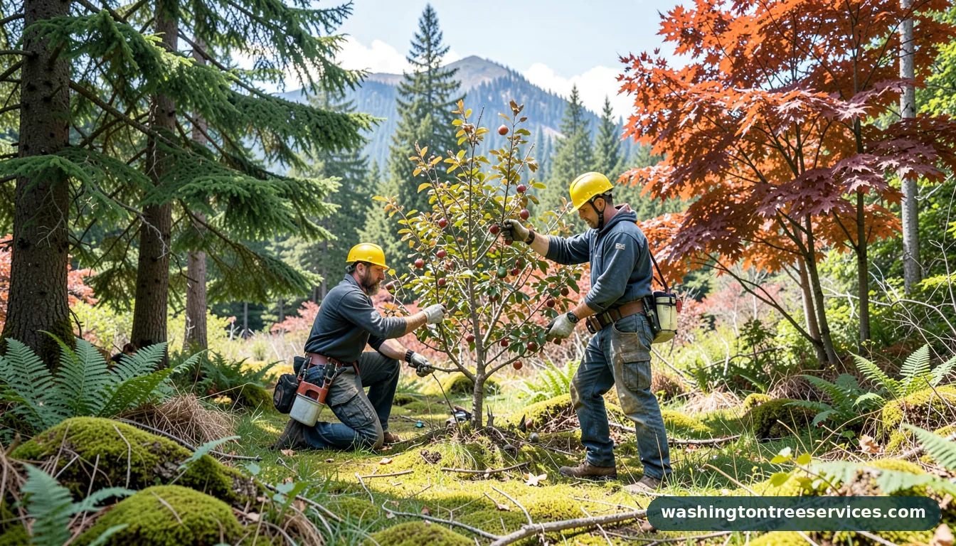 Certified arborists handling how to prune fruit trees in Washington how to prune fruit trees - certified arborists at work in Washington