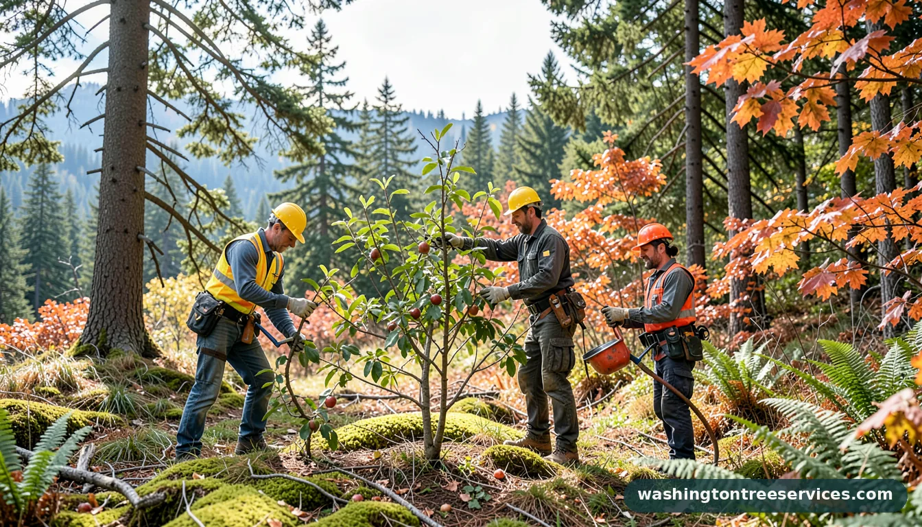 Professional equipment for how to prune fruit trees in Washington how to prune fruit trees - tree service equipment and crew in Washington