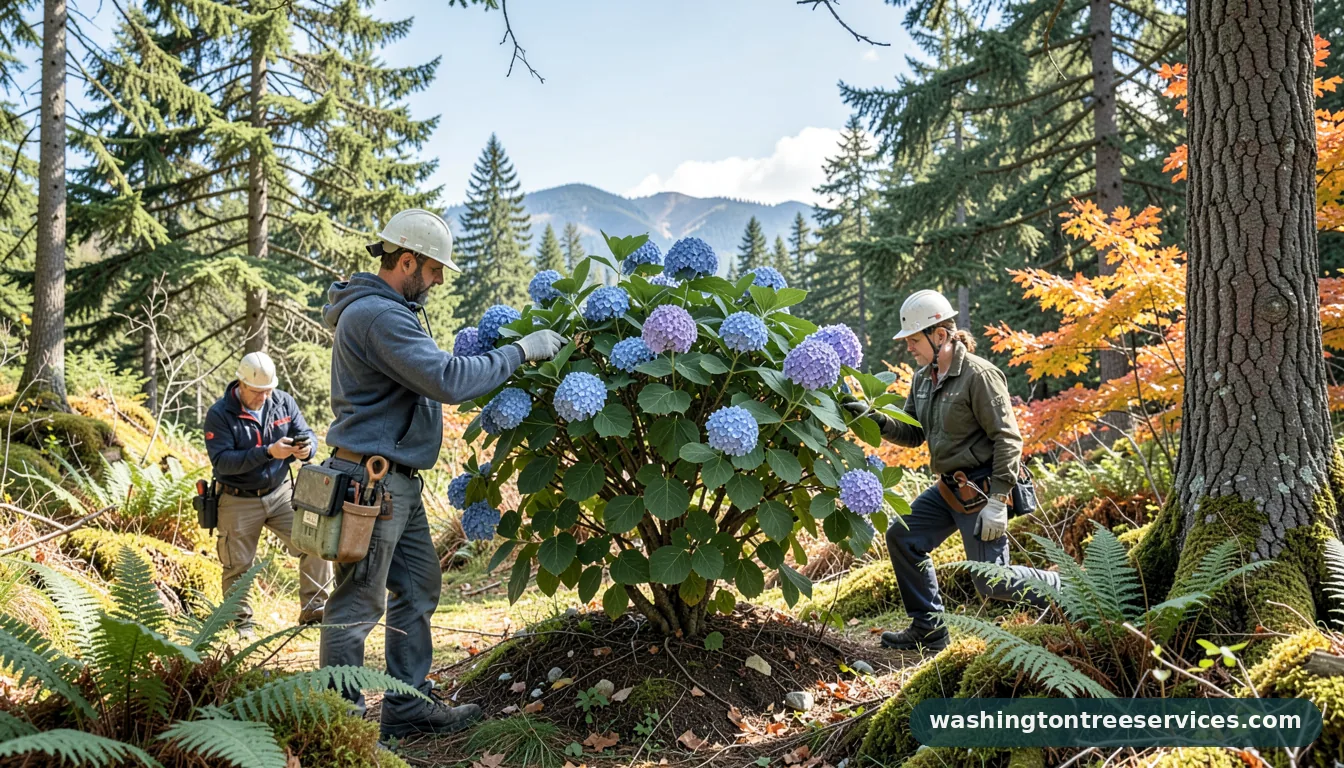 Certified arborists handling how to prune hydrangea tree for winter in Washington how to prune hydrangea tree for winter - certified arborists at work in Washington
