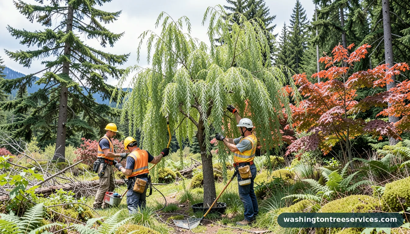Certified arborists handling how to prune weeping willow tree in Washington how to prune weeping willow tree - certified arborists at work in Washington