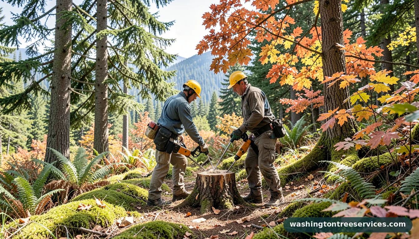 how to remove a small tree stump - certified arborists at work in Washington