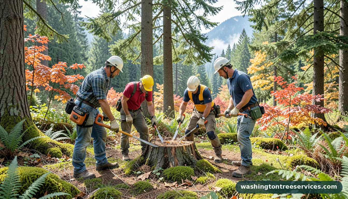 how to remove a small tree stump - completed tree work by Washington Tree Services